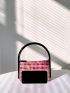 Mini Square Bag Colorblock Plaid Pattern Top Handle