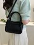 Mini Satchel Bag Solid Black Minimalist Double Handle