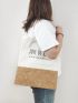 Medium Shopper Bag Colorblock Letter Graphic Preppy