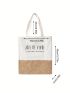 Medium Shopper Bag Colorblock Letter Graphic Preppy