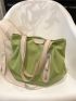 Zip Front Shoulder Tote Bag Large Capacity Canvas Fashionable