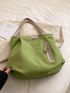 Zip Front Shoulder Tote Bag Large Capacity Canvas Fashionable