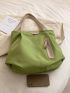 Zip Front Shoulder Tote Bag Large Capacity Canvas Fashionable