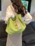 Zip Front Shoulder Tote Bag Large Capacity Canvas Fashionable