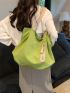 Zip Front Shoulder Tote Bag Large Capacity Canvas Fashionable