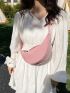 Small Hobo Bag Pink Minimalist Adjustable Strap