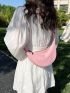 Small Hobo Bag Pink Minimalist Adjustable Strap