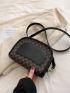 Geometric Pattern Saddle Bag Buckle Decor Elegant Flap Adjustable Strap