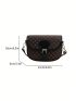 Geometric Pattern Saddle Bag Buckle Decor Elegant Flap Adjustable Strap