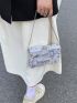 Mini Floral Graphic Chain Strap Box Bag Grey Fashionable