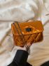 Mini Quilted Square Bag Orange Fashionable Chain Strap