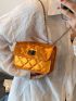 Mini Quilted Square Bag Orange Fashionable Chain Strap