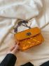 Mini Quilted Square Bag Orange Fashionable Chain Strap