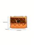 Mini Quilted Square Bag Orange Fashionable Chain Strap