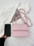 Mini Letter Graphic Flap Square Bag Pink Fashionable
