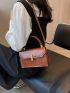 Mini Square Bag Flap PU Brown Elegant