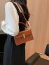 Mini Square Bag Flap PU Brown Elegant