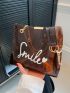 PVC Square Bag Letter Graphic Brown Fashionable