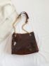 PVC Square Bag Letter Graphic Brown Fashionable