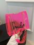 PVC Square Bag Letter Graphic Neon Pink Funky