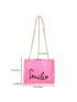 PVC Square Bag Letter Graphic Neon Pink Funky