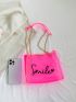 PVC Square Bag Letter Graphic Neon Pink Funky