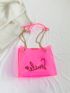 PVC Square Bag Letter Graphic Neon Pink Funky