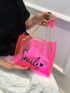 PVC Square Bag Letter Graphic Neon Pink Funky