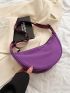 Nylon Hobo Bag Purple Zipper Casual Small