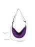 Nylon Hobo Bag Purple Zipper Casual Small