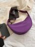 Nylon Hobo Bag Purple Zipper Casual Small