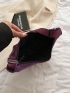 Nylon Hobo Bag Purple Zipper Casual Small