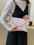 Geometric Pattern Envelope Bag PU Contrast Piping Fashionable