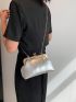 Metallic Snakeskin Embossed Kiss Lock Chain Satchel Bag Top Handle