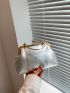 Metallic Snakeskin Embossed Kiss Lock Chain Satchel Bag Top Handle