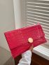 Crocodile Embossed Envelope Bag PU Hot Pink Funky