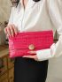 Crocodile Embossed Envelope Bag PU Hot Pink Funky