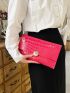 Crocodile Embossed Envelope Bag PU Hot Pink Funky