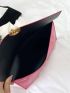 Crocodile Embossed Envelope Bag PU Hot Pink Funky