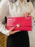 Crocodile Embossed Envelope Bag PU Hot Pink Funky