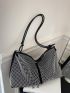 Studded Decor Hobo Bag Punk Style