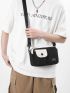 Letter Graphic Square Bag Colorblock Casual Style