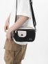 Letter Graphic Square Bag Colorblock Casual Style