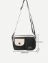 Letter Graphic Square Bag Colorblock Casual Style