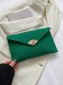 Crocodile Embossed Felt Handbag, Metal Decor Envelope Bag, Trendy Clutch Purse For Women