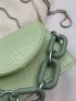 Mini Crocodile Embossed Square Bag Flap Chain