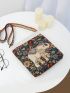 Floral & Elephant Graphic Square Bag Fashion Style