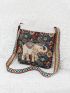 Floral & Elephant Graphic Square Bag Fashion Style