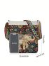 Floral & Elephant Graphic Square Bag Fashion Style