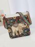 Floral & Elephant Graphic Square Bag Fashion Style